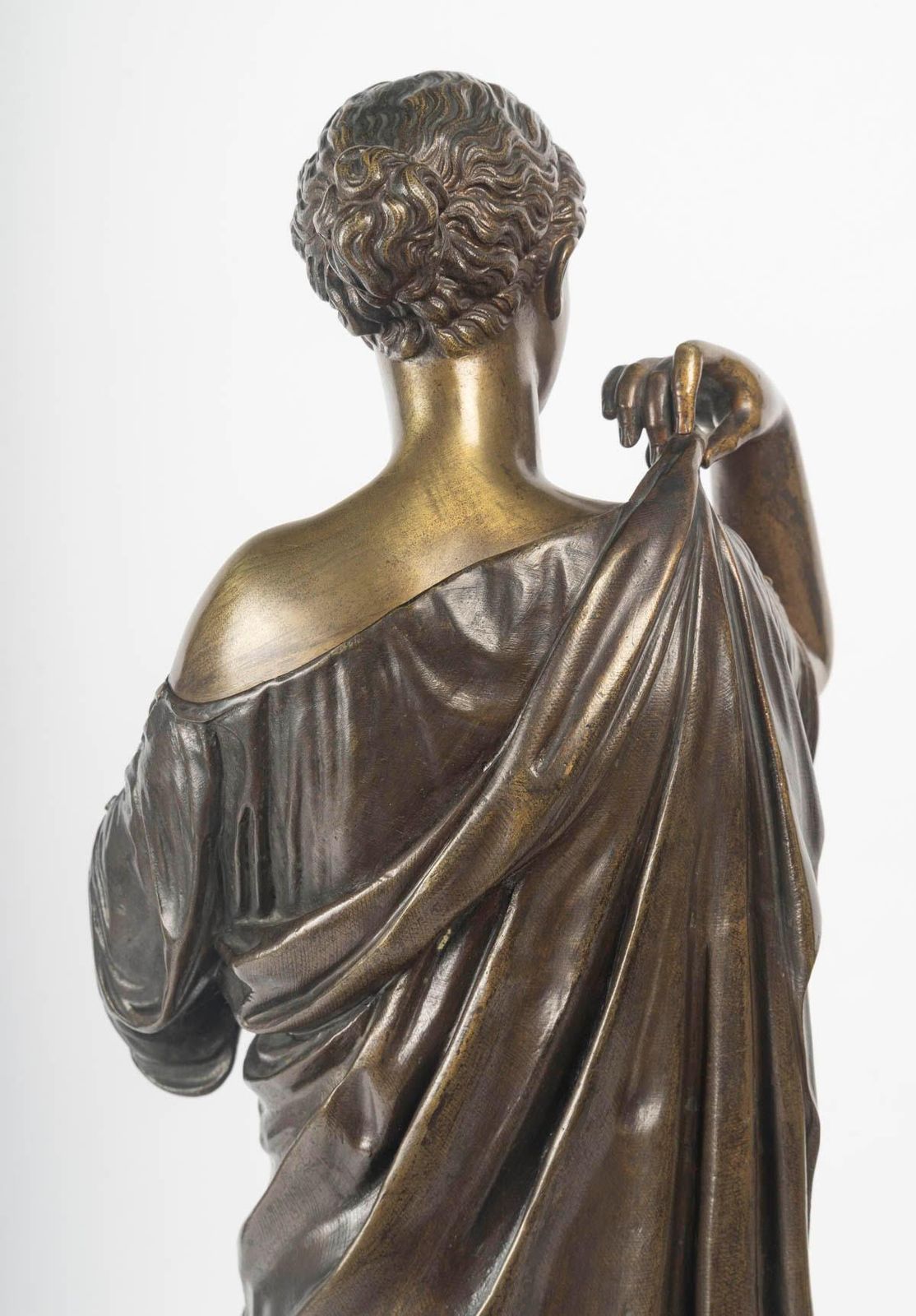 Art Early 20th Century Patinated Bronze Sculpture Of Diana On A Wooden Base. photo