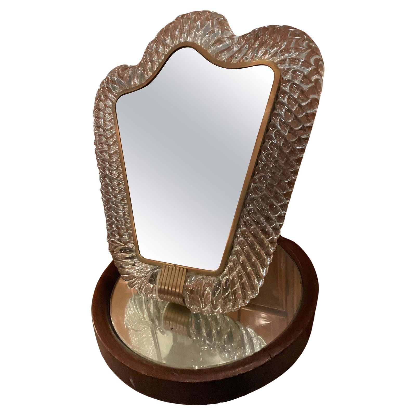 Barovier & Toso Table Or Hanging Mirror Murano Glass Italy 1940/50.