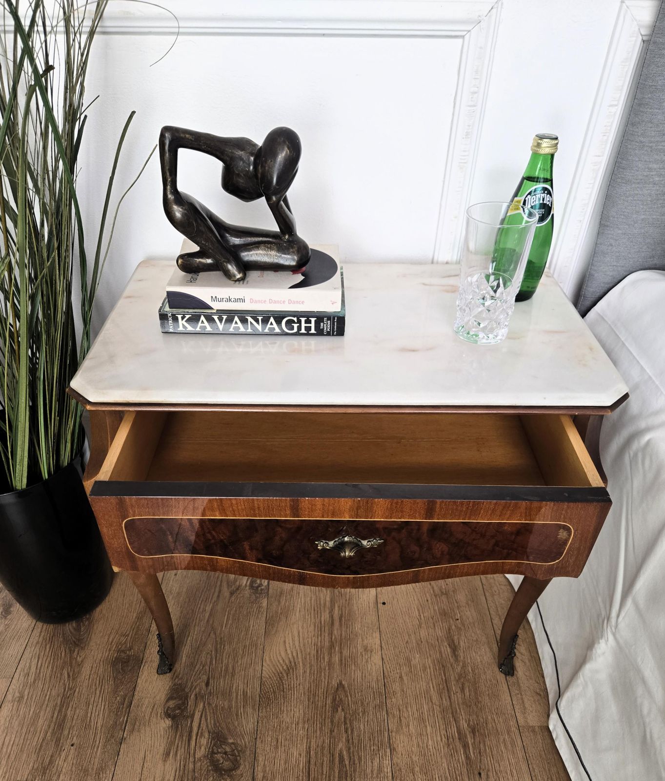 Pair Of Italian Mid Century Wood Marble Top Night Stands Bedside Tables photo Furniture
