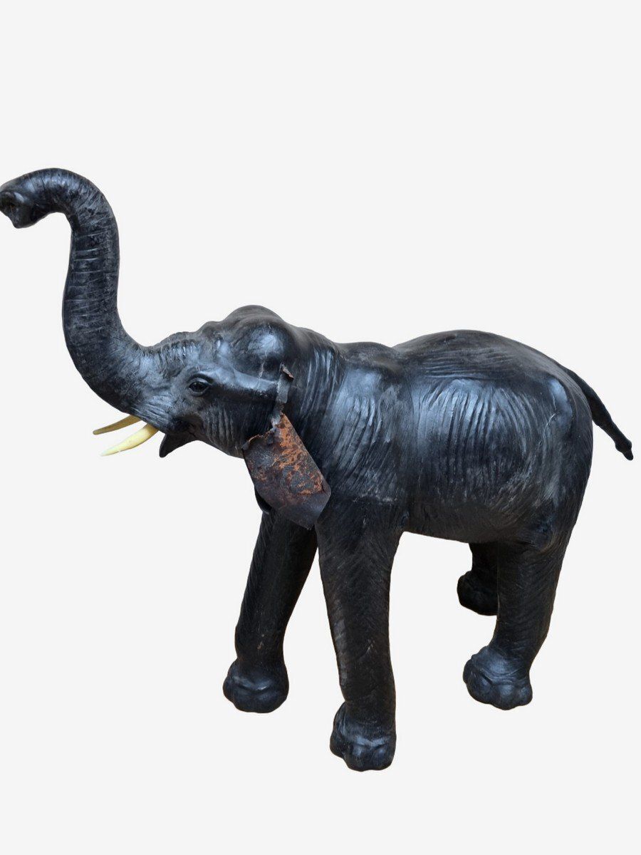 Omersa Leather Elephant With Glass Eyes From Liberty's London, 1930s