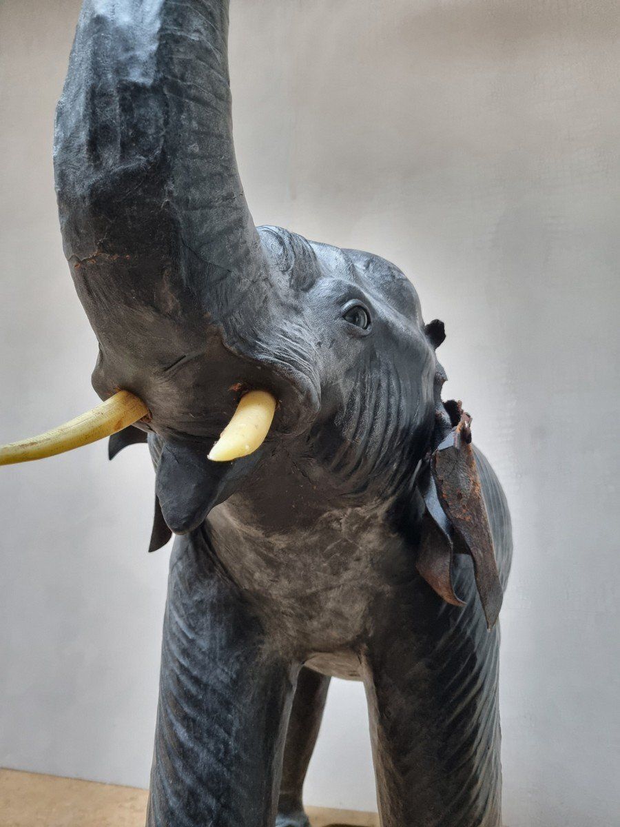photo furniture Omersa Leather Elephant With Glass Eyes From Liberty's London, 1930s