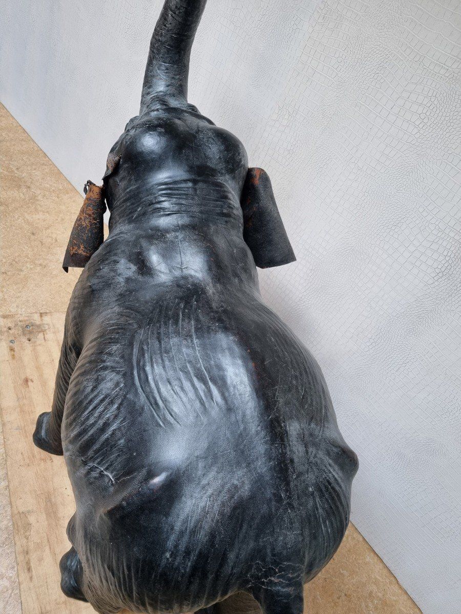photo vinterior Omersa Leather Elephant With Glass Eyes From Liberty's London, 1930s