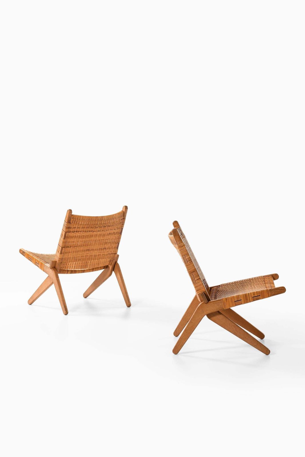 Set Of 2 Easy Chairs In Cane And Oak By Preben Thorsen, 1957 photo vinterior