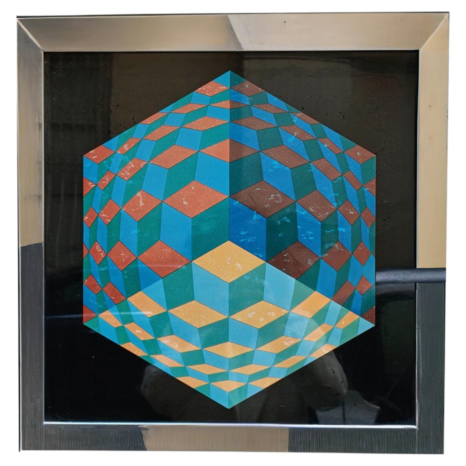 Victor Vasarely For éditions Du Griffon Silkscreen Print "Hat VI" , Switzerland 1970s
