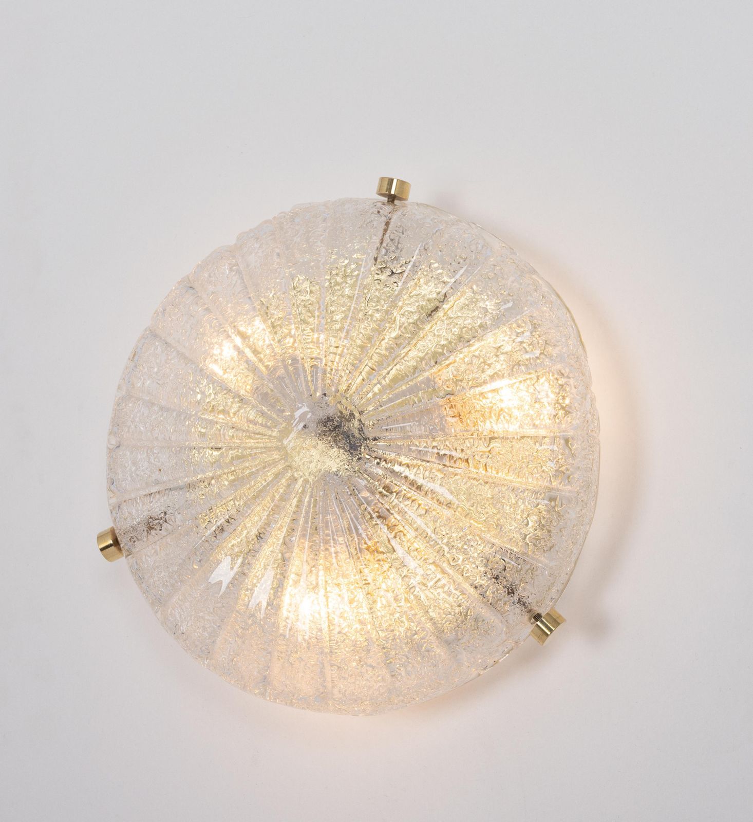 1 Of 2 Petite Brass Flushmount Murano By Hillebrand, Germany, 1970s photo buy
