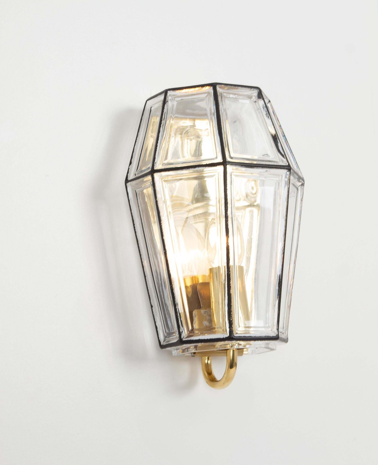 Pair Of Wall Lights Sconces Iron Glass By Limburg, Germany, 1960s photo Lighting
