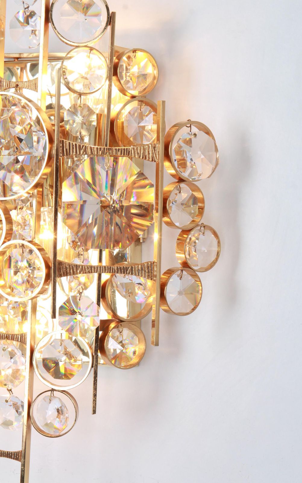 1 Of 4 Gilded Brass And Crystal Sconce, Sciolari Design, Palwa, Germany, 1960s photo buy