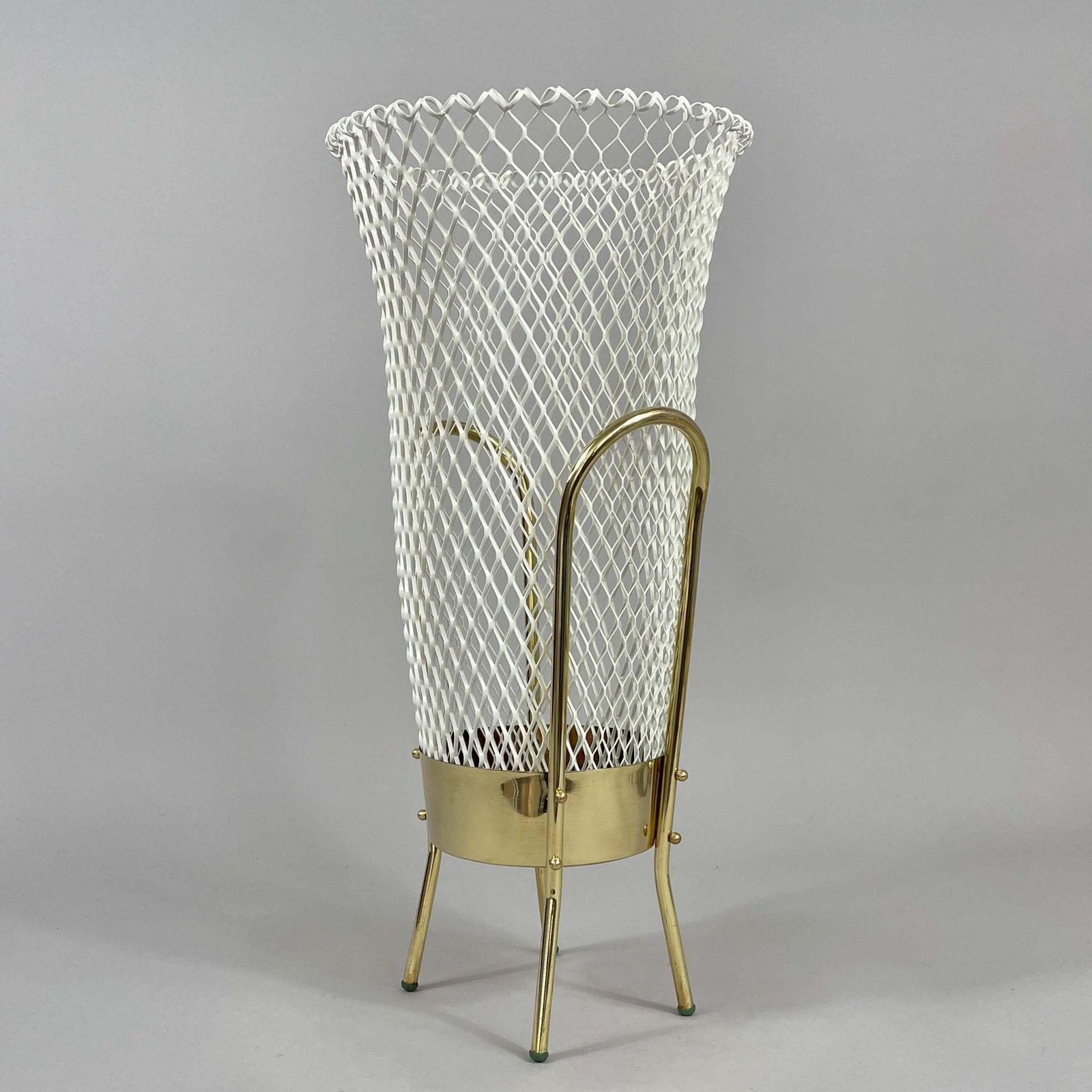 Mid Century Brass & White Metal Umbrella Stand, Italy 1950s photo for sale