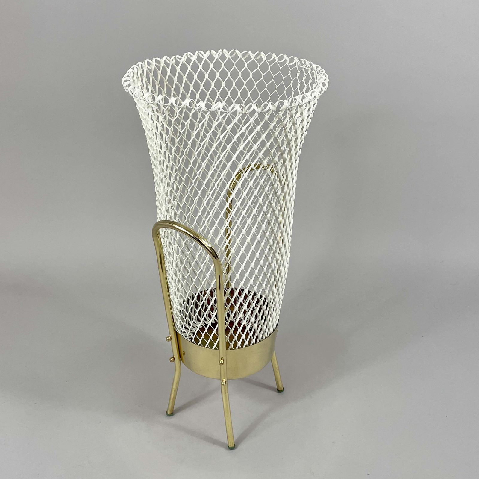 Mid Century Brass & White Metal Umbrella Stand, Italy 1950s photo Home Decor