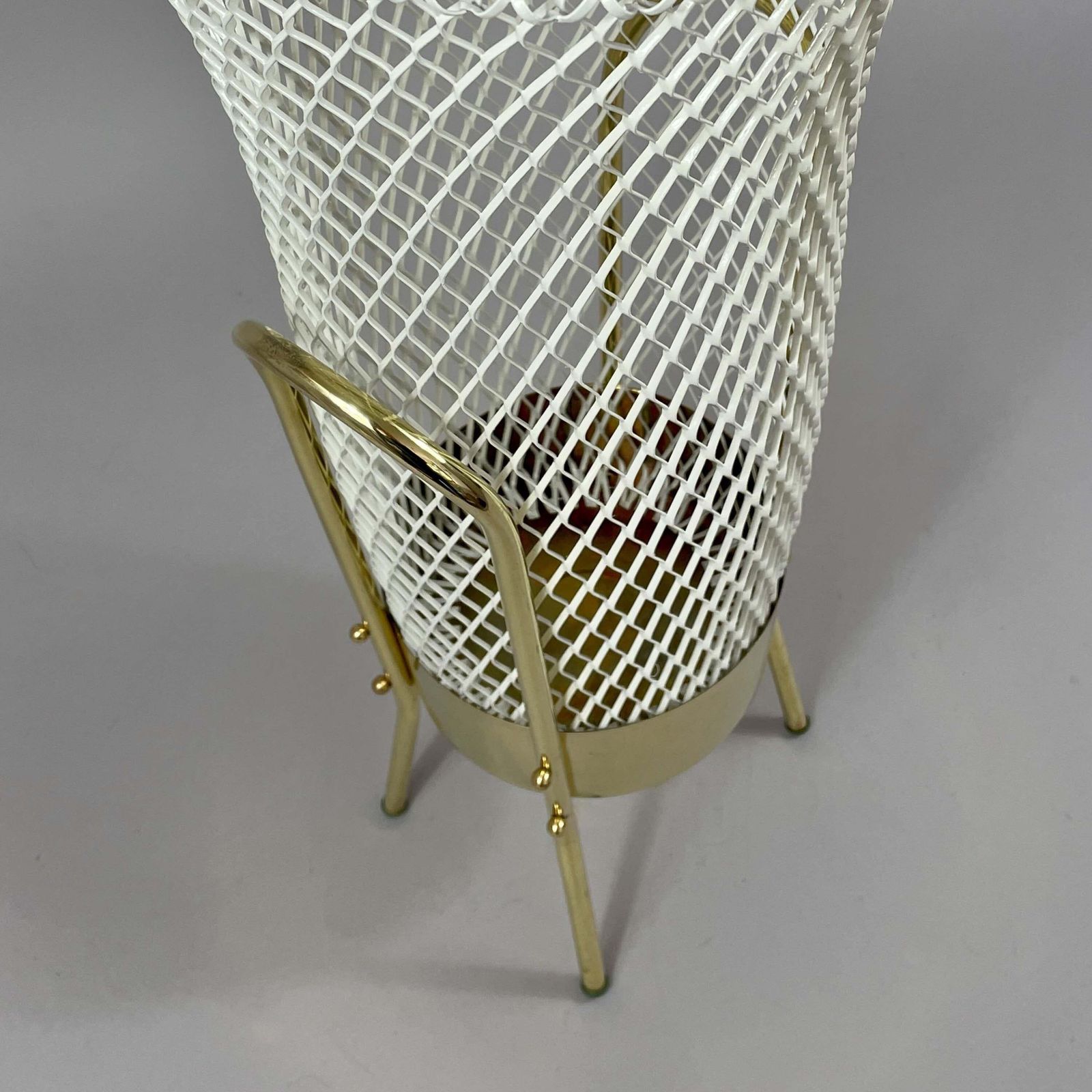 Mid Century Brass & White Metal Umbrella Stand, Italy 1950s photo buy
