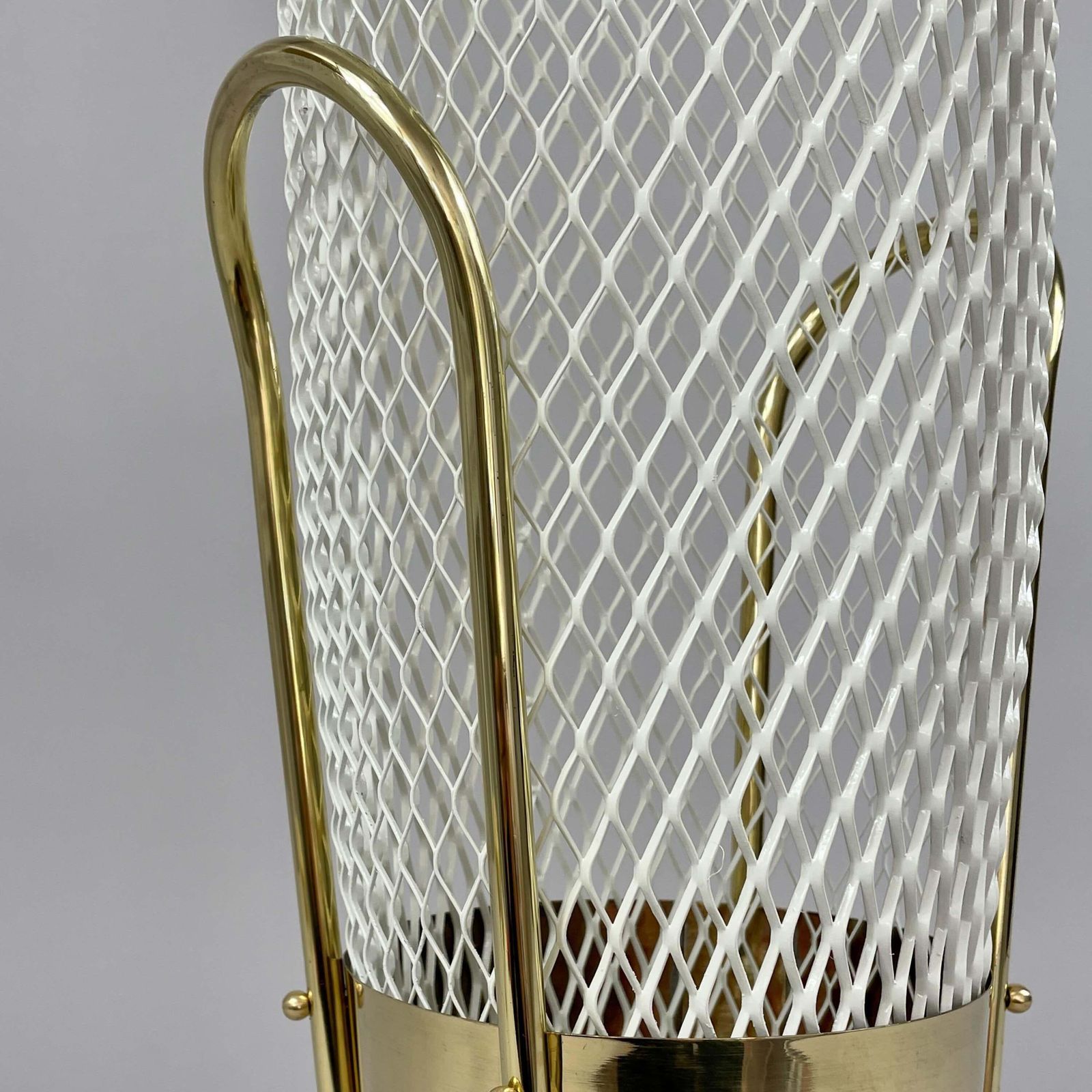 1055.0 Mid Century Brass & White Metal Umbrella Stand, Italy 1950s photo