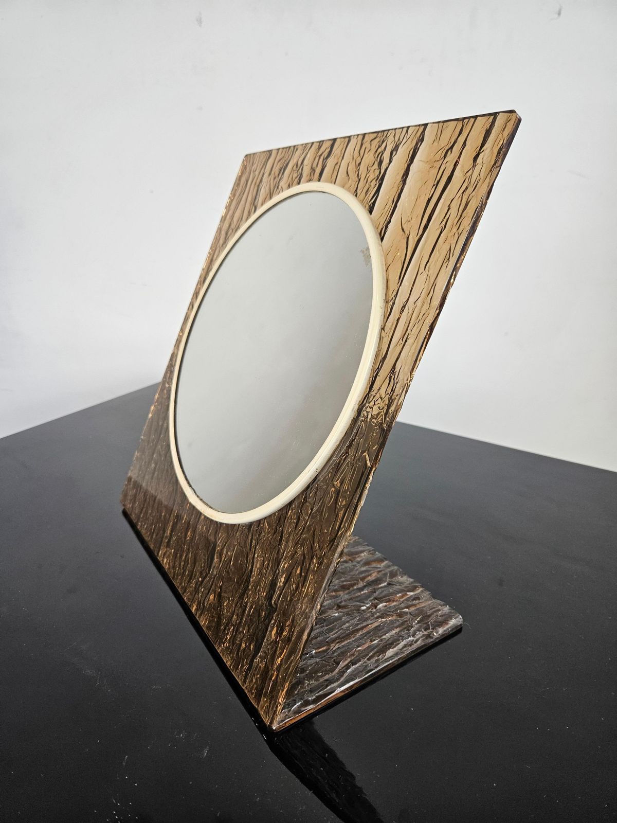 Italian Mid Century Modern Table Mirror In Textured Plexiglass, 1960s photo 507.0