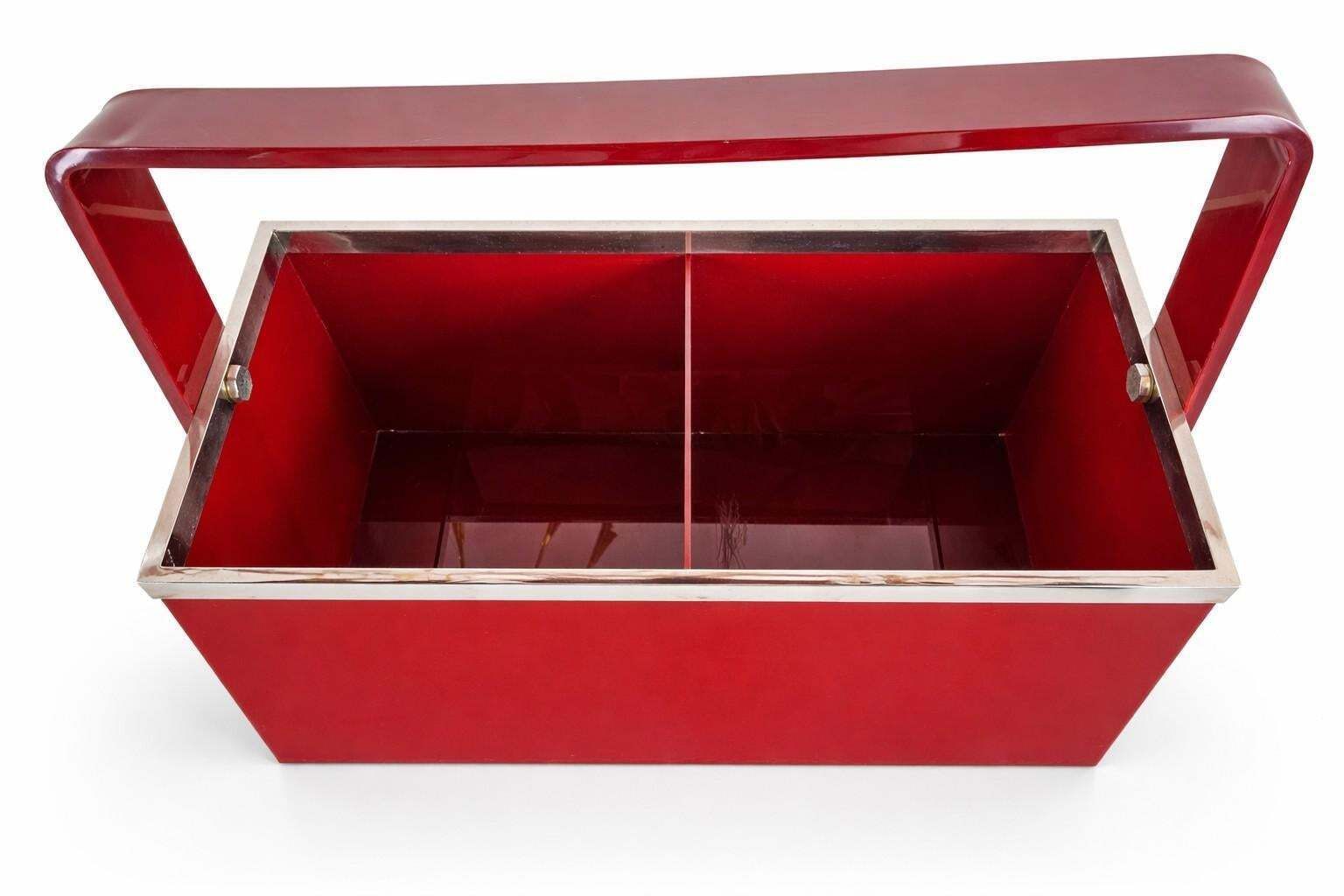 Red Lucite Bottle Stand/Magazine Holder Italy 1960's photo vintage