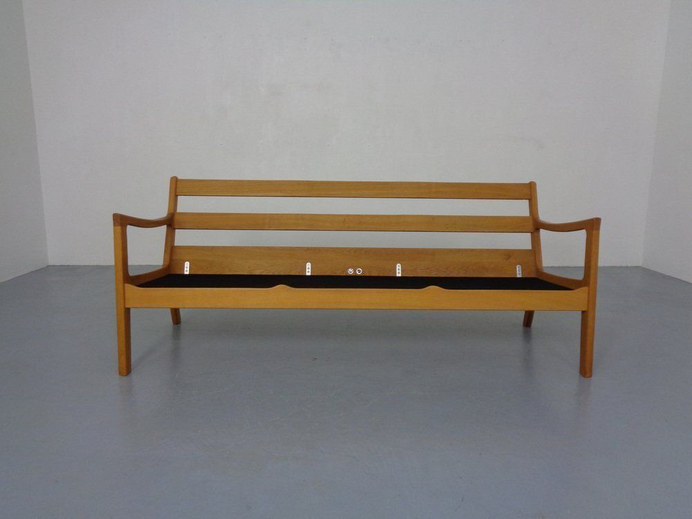 Furniture Senator Sofa In Oak By Ole Wanscher For Poul Jeppesen, Denmark, 1960s photo