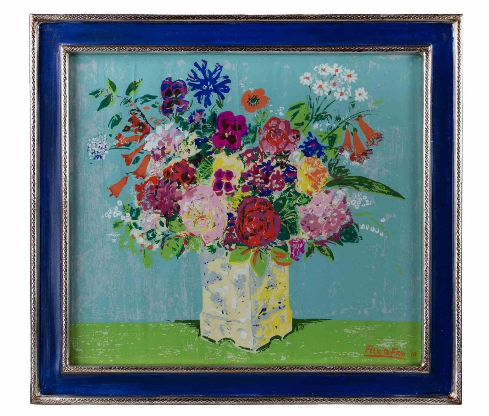 Felicita Fraistill Life With Vase Of Flowers   Painting By Felicita Frai   19701970 photo for sale