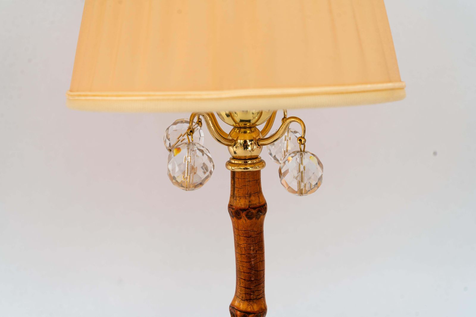 2x Rupert Nikoll Bamboo Table Lamps With Fabric Shades Vienna Around 1950s photo Lighting