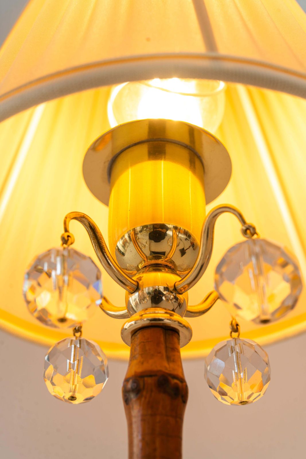 photo buy 2x Rupert Nikoll Bamboo Table Lamps With Fabric Shades Vienna Around 1950s