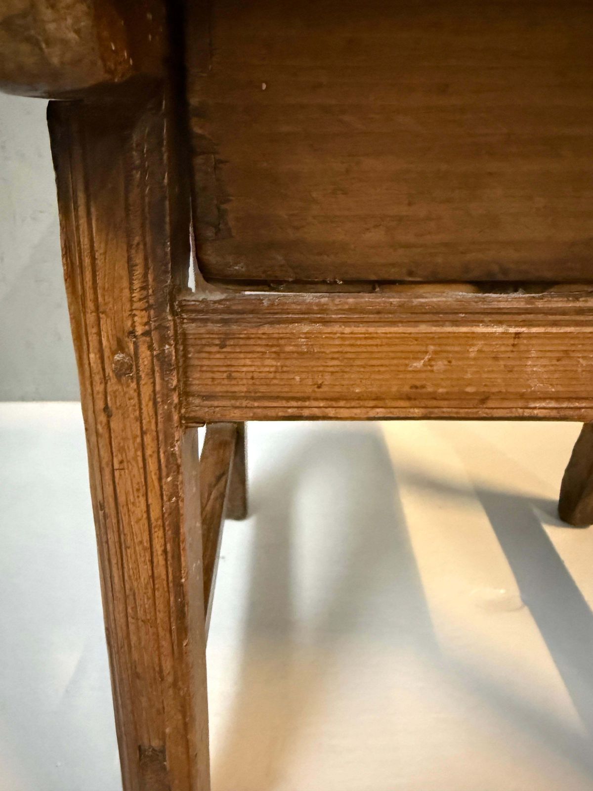 Early Spanish Pine Side Table With Drawer, Primitive Rustic Table, 19th Century photo vintage