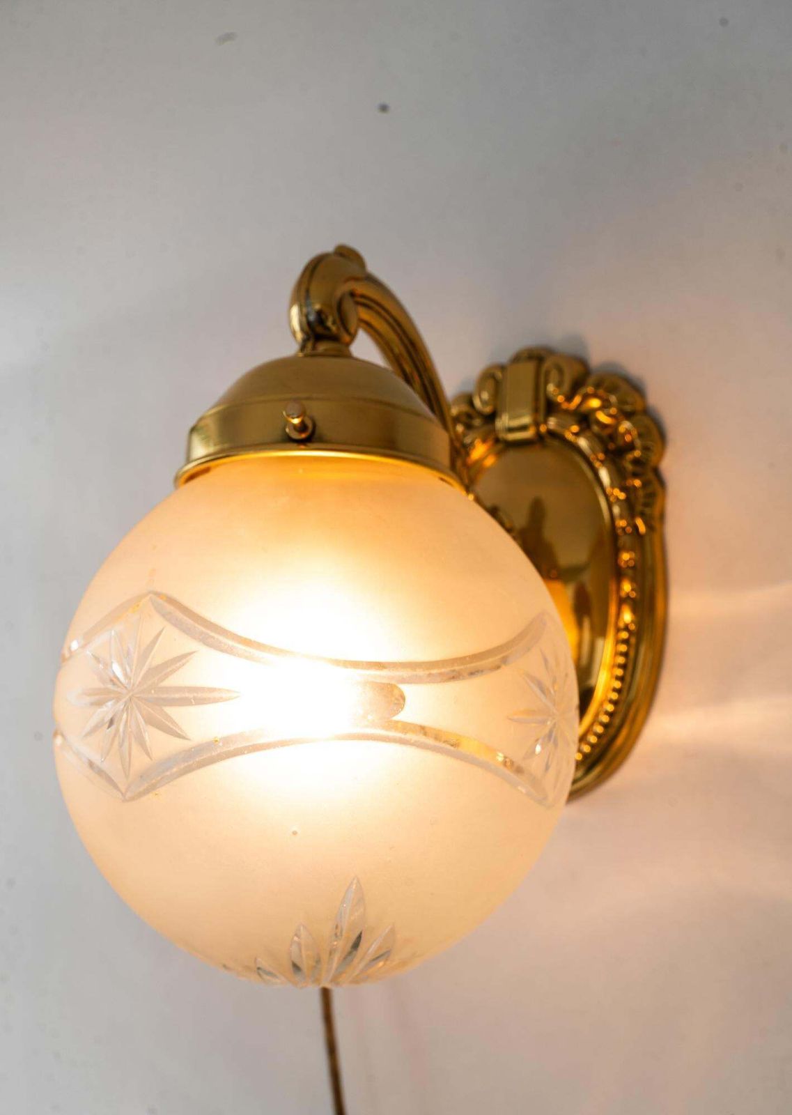 photo for sale 2 Historistic Wall Lamps With Cut Glass Shades Vienna Around 1890s