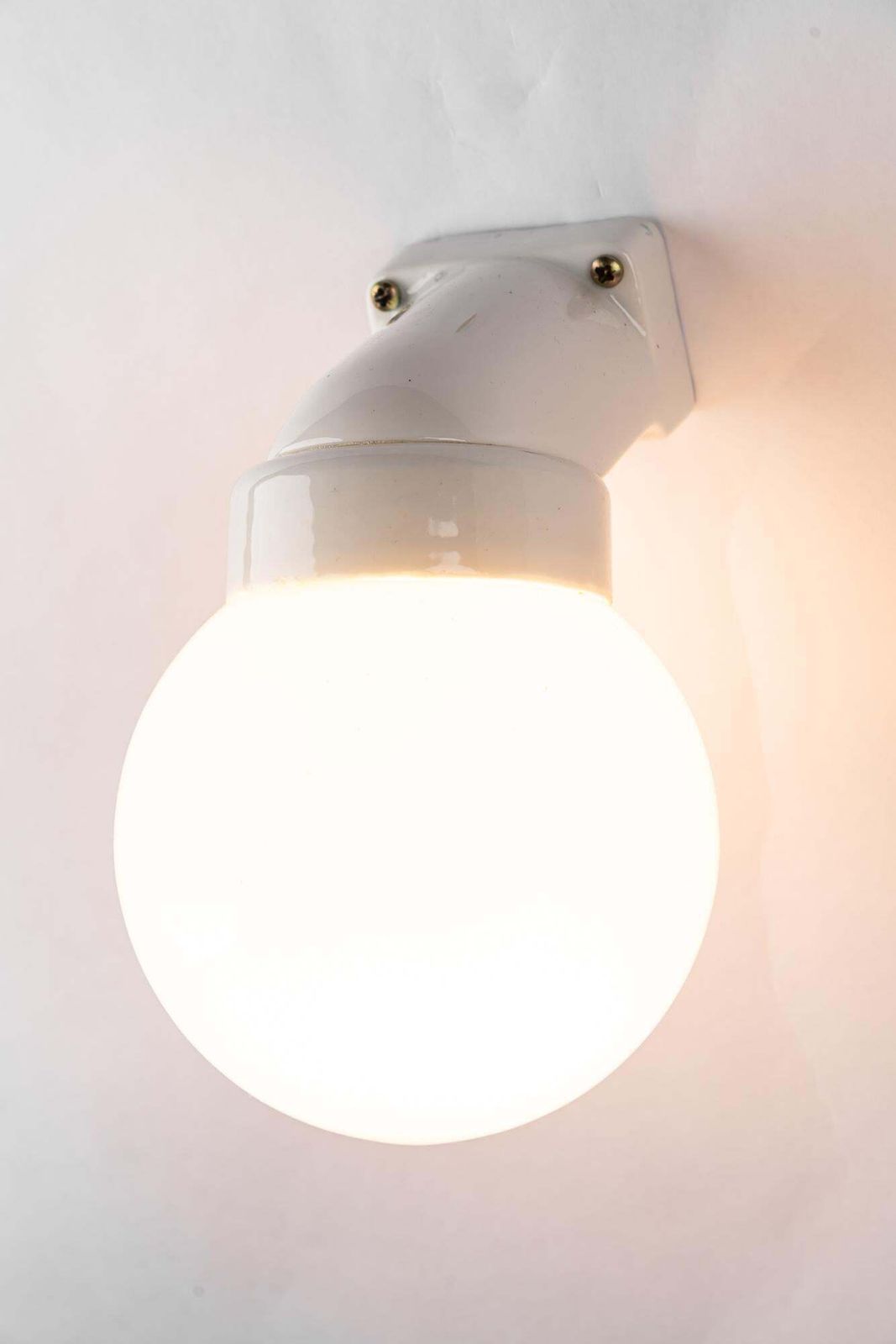 photo furniture Bauhaus Porcelain Wall Lamp With Opal Glass Shade Germany Around 1920s