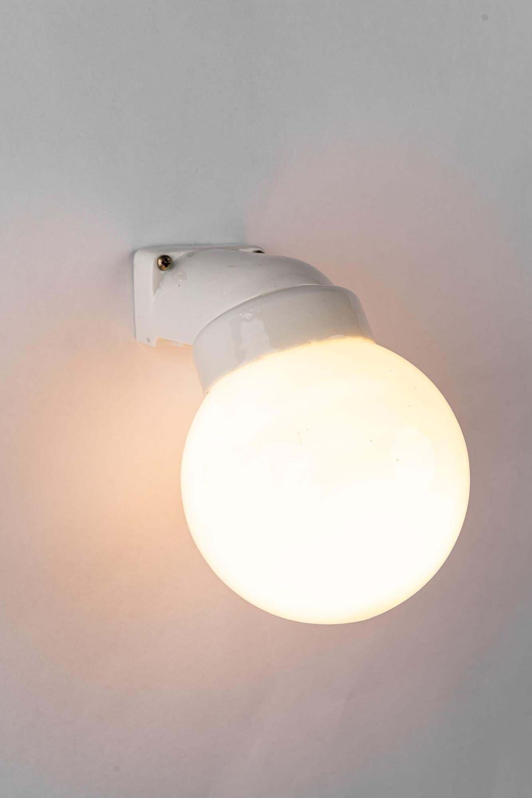 Lighting Bauhaus Porcelain Wall Lamp With Opal Glass Shade Germany Around 1920s photo