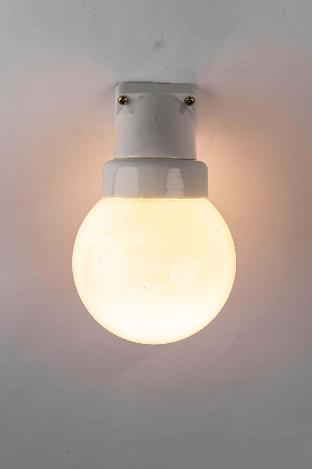 photo vinterior Bauhaus Porcelain Wall Lamp With Opal Glass Shade Germany Around 1920s