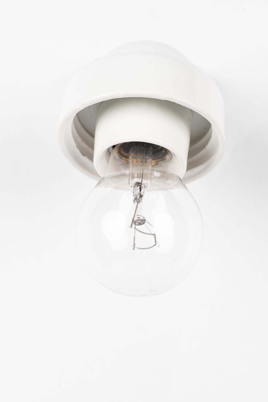 photo vintage Bauhaus Porcelain Wall Lamp With Opal Glass Shade Germany Around 1920s