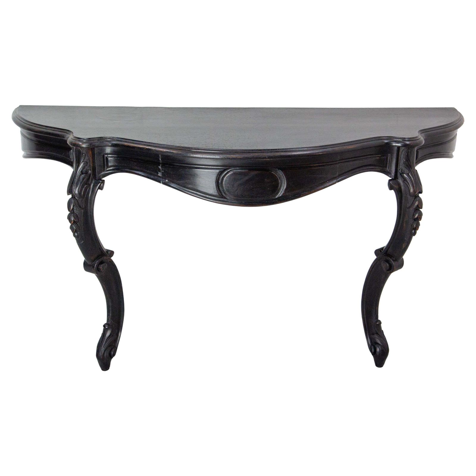 Antique French Black Patinated Wood Wall Mounted Entry Hall Console Circa 1880