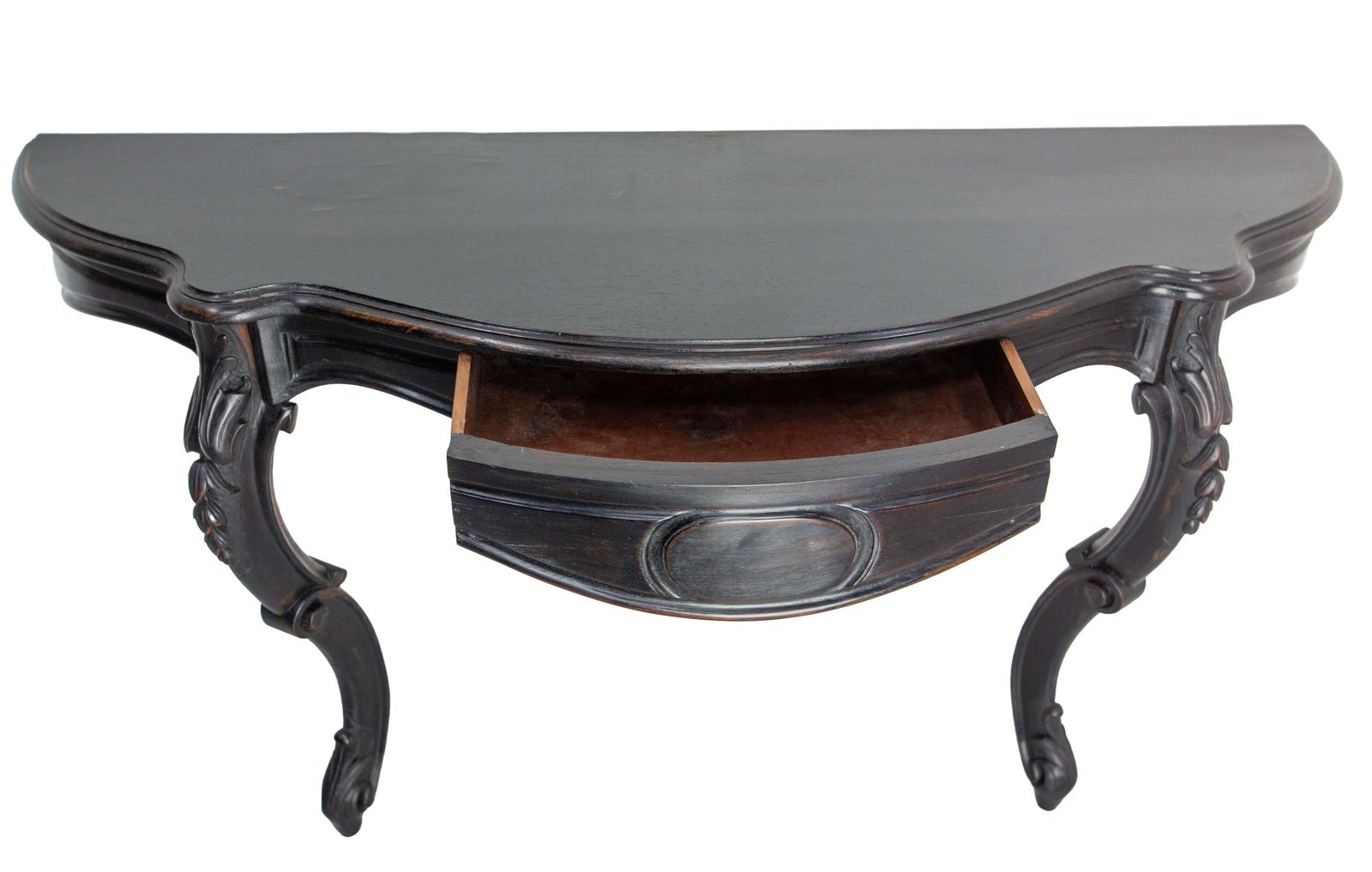 Antique French Black Patinated Wood Wall Mounted Entry Hall Console Circa 1880 photo for sale