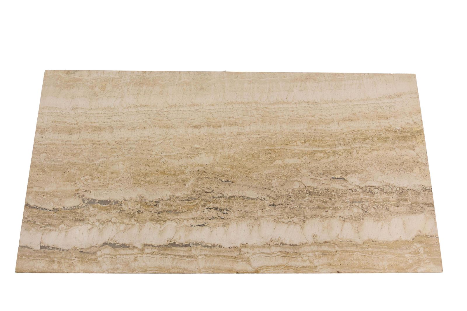 French Travertine & Oak Coffee Table Mid Century Modern, Circa 1960 photo vintage