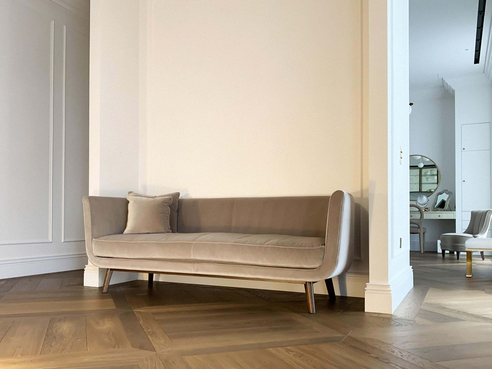 Mid Century Modern Style Velvet Sofa By Damien Langlois Meurinne photo 14000.0