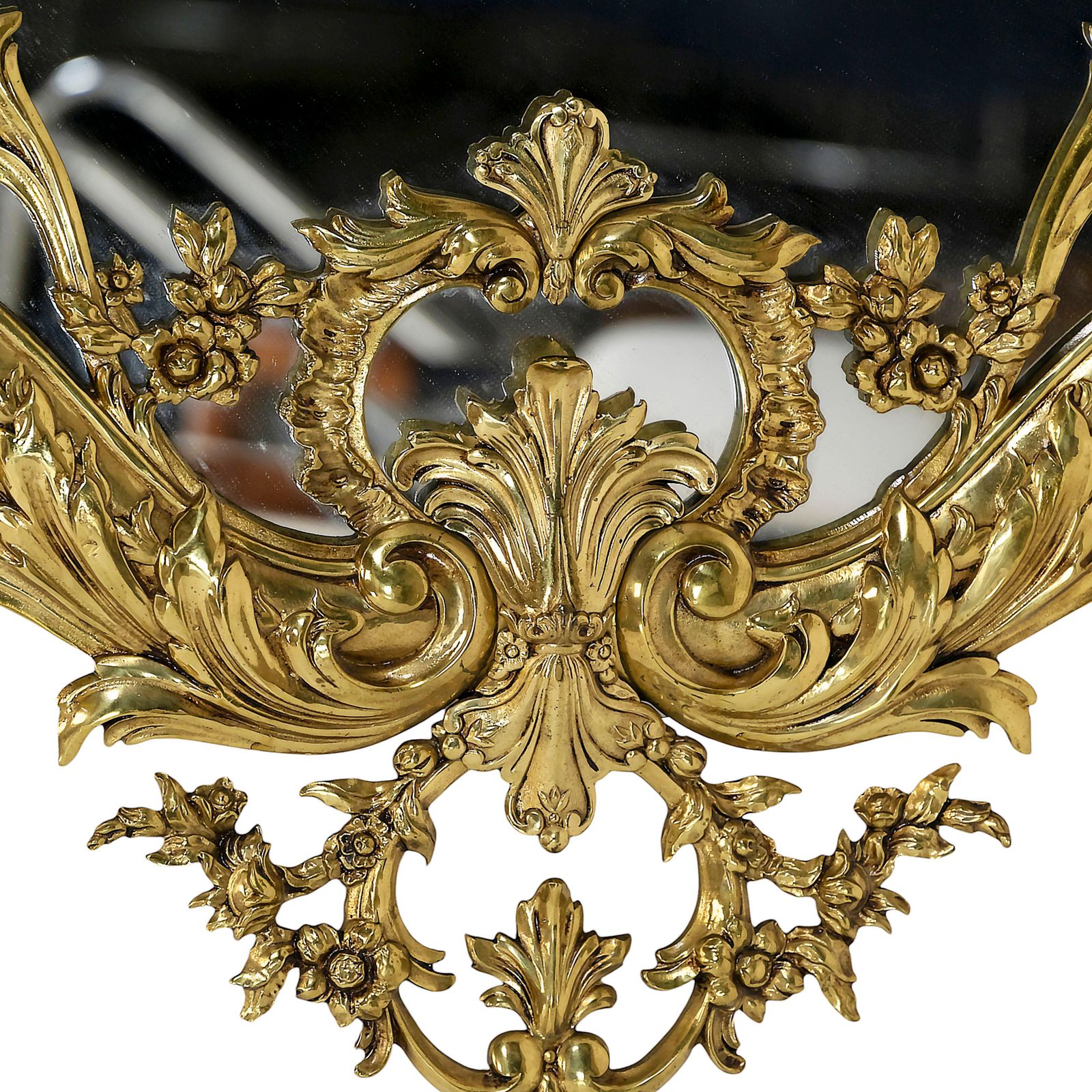 Vintage French Brass Wall Mirror, Rococo Style, Circa 1960 70, Large photo vinterior
