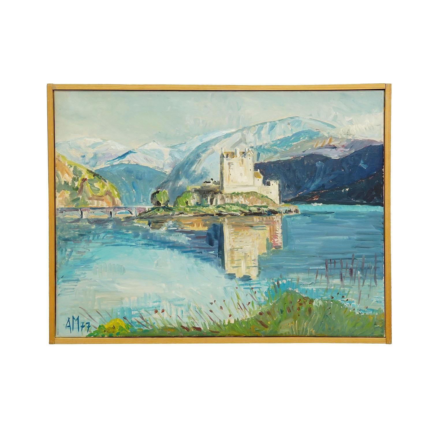 Eilean Donan Castle, Scotland, 1977 – Oil Painting By Alexander Michael photo for sale