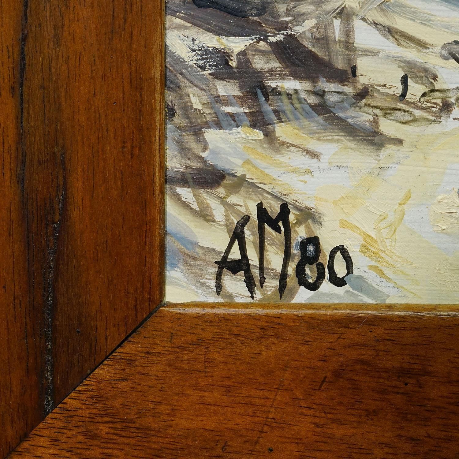 Alexander Michael Oil Painting Of Bergen In Winter 1980 photo vinterior