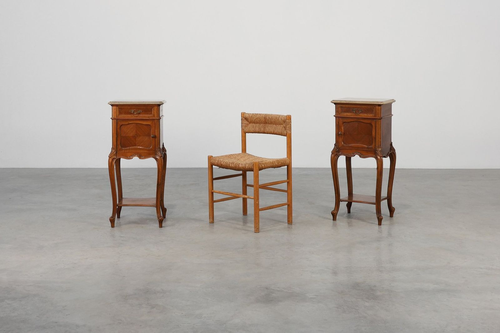 Louis XV Nightstands With Marble Tops, France, 1900s, Set Of 2 photo for sale