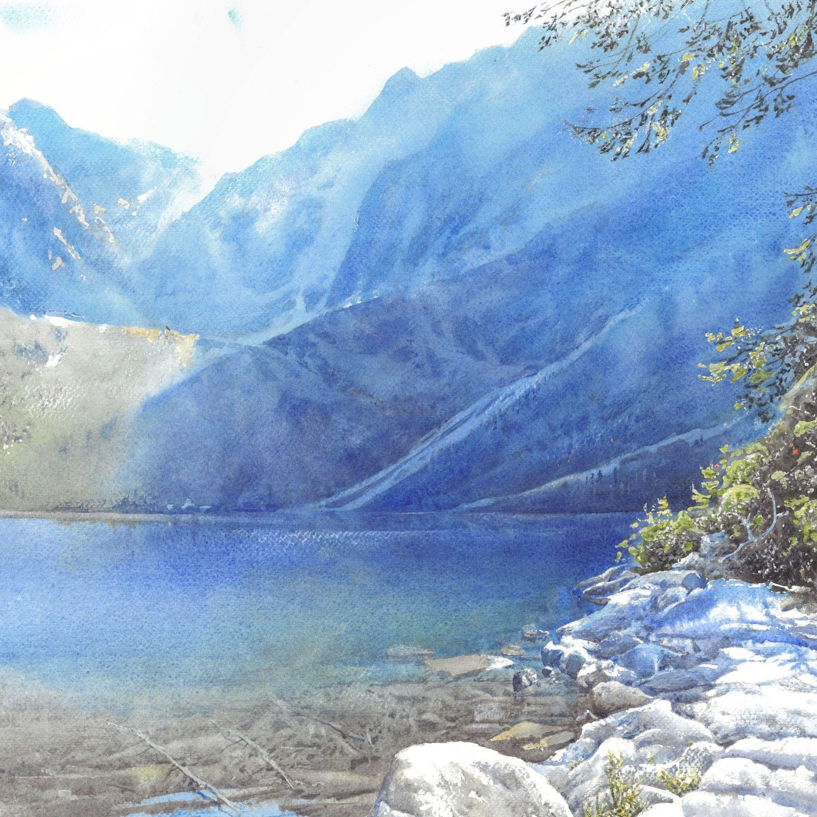Michal Suffczynskitatra Highland Lake – Large Mountain Landscape Watercolor By Michał Suffczynski2025 photo Art