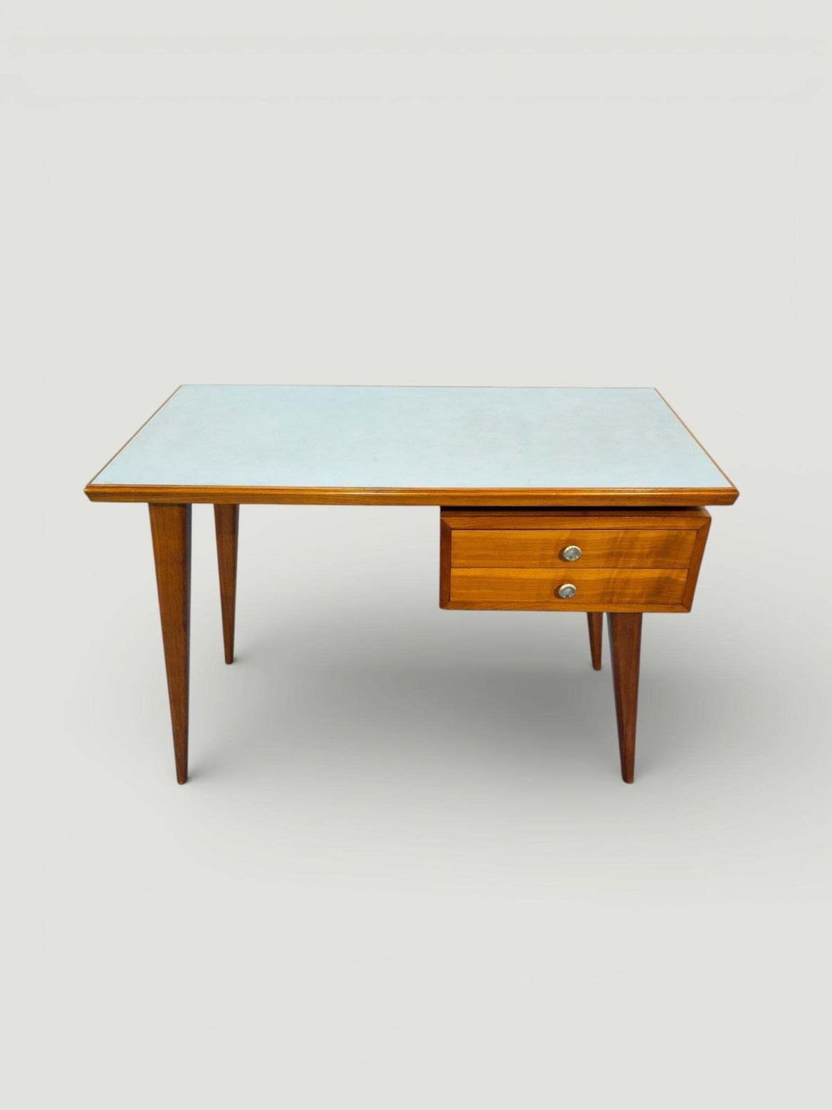 Italian Midcentury Desk And Chair With Suspended Bookcase Giò Ponti Style photo vinterior