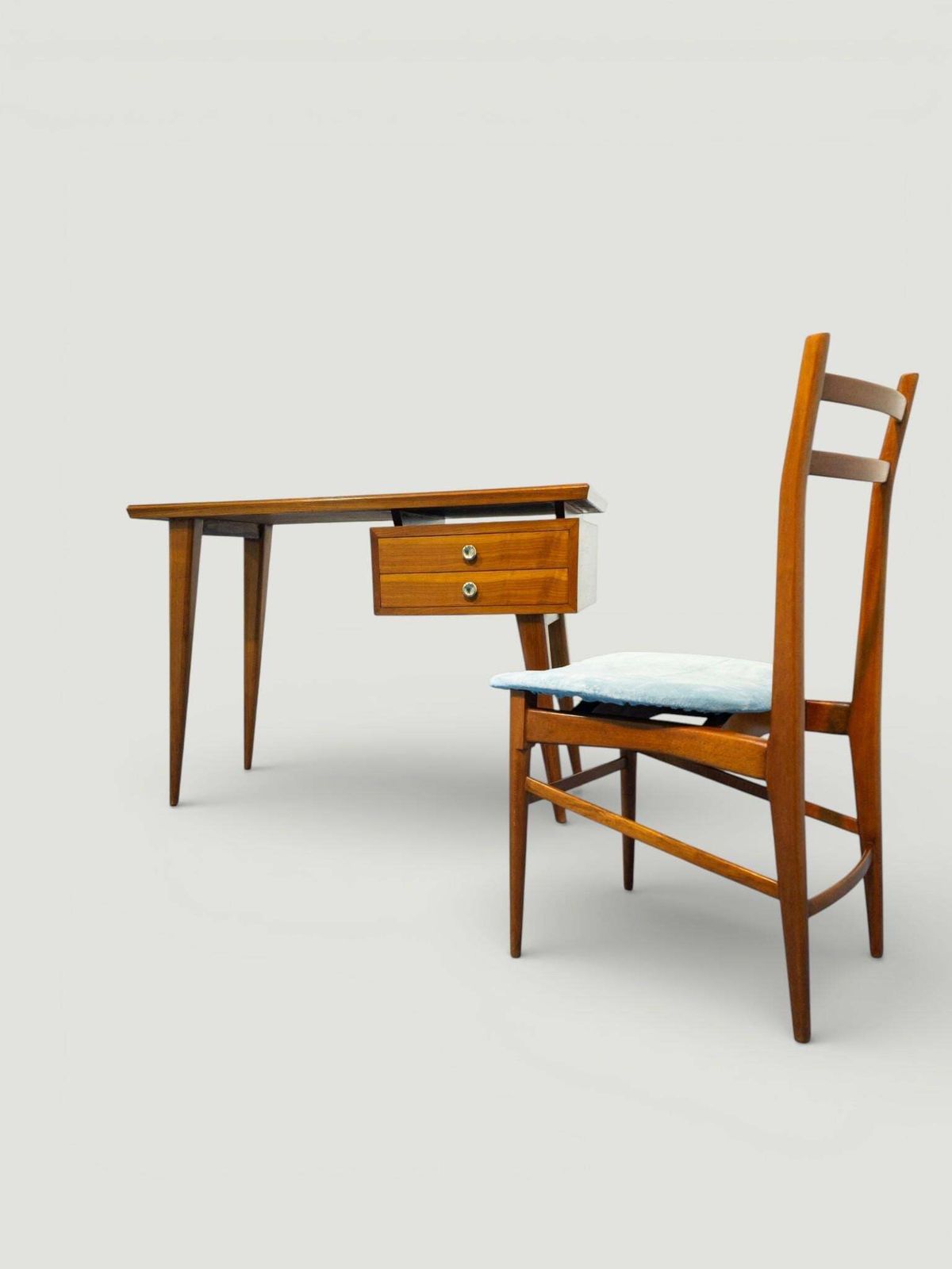 photo buy Italian Midcentury Desk And Chair With Suspended Bookcase Giò Ponti Style