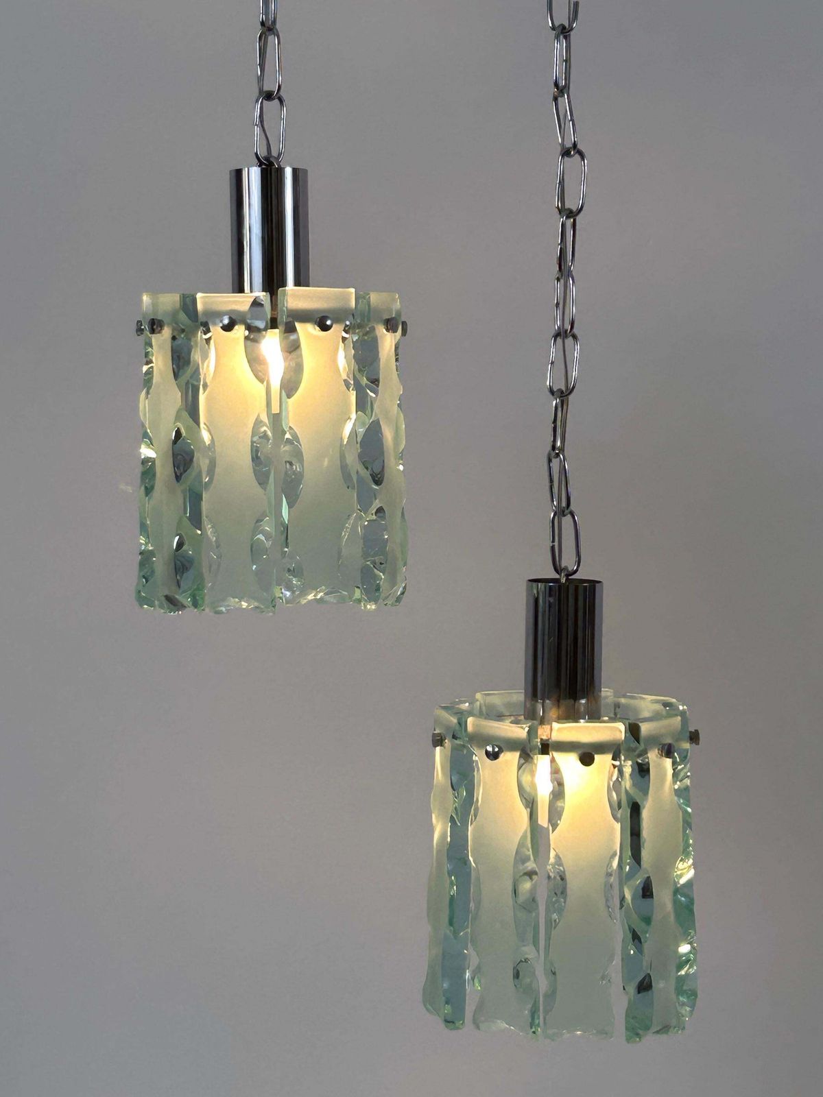 photo furniture Set Of Two Elegant Mid Century Modern Pendant Lamps By Zero Quattro Italy 1970s