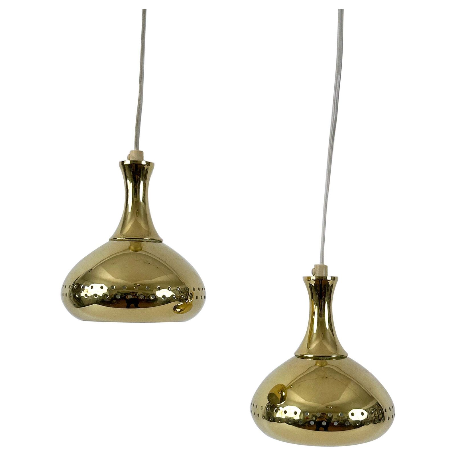 Set Of Two Elegant Pendant Lamps By Hans Agne Jakobsson For Ab Markaryd Sweden