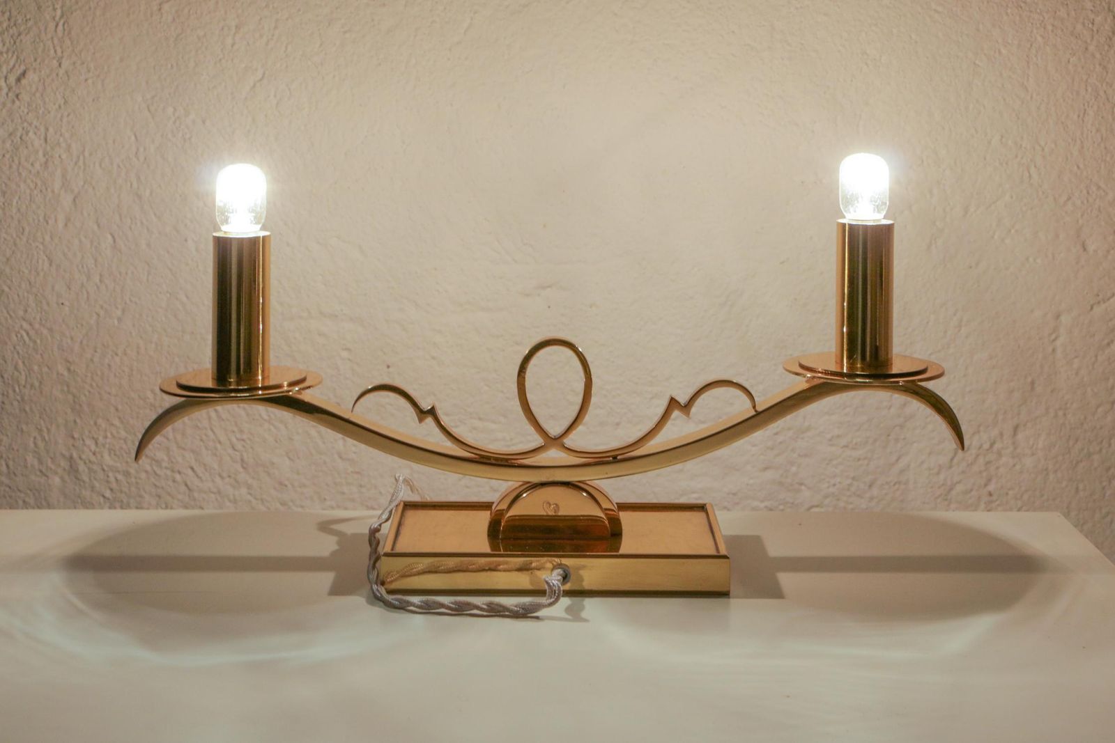 Art Deco Brass Table Lamps In The Style Of Jules Leleu, France, 1930s photo vinterior