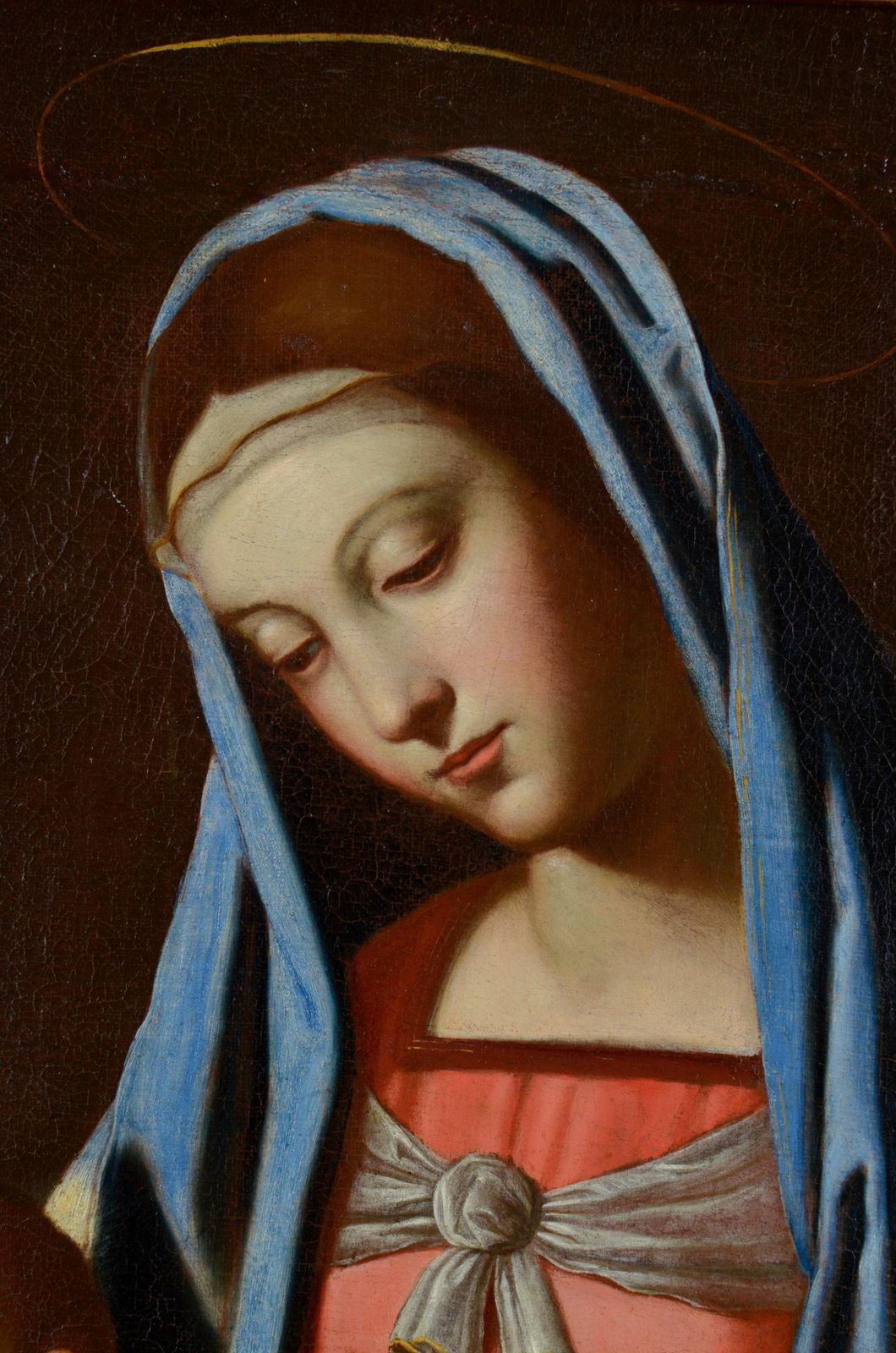 Giovanni Battista Salvi Da Sassoferratomadonna And Child. Oil On Canvas. Mounted On Canvas. 72x58 Cm. Attributed1956 photo furniture