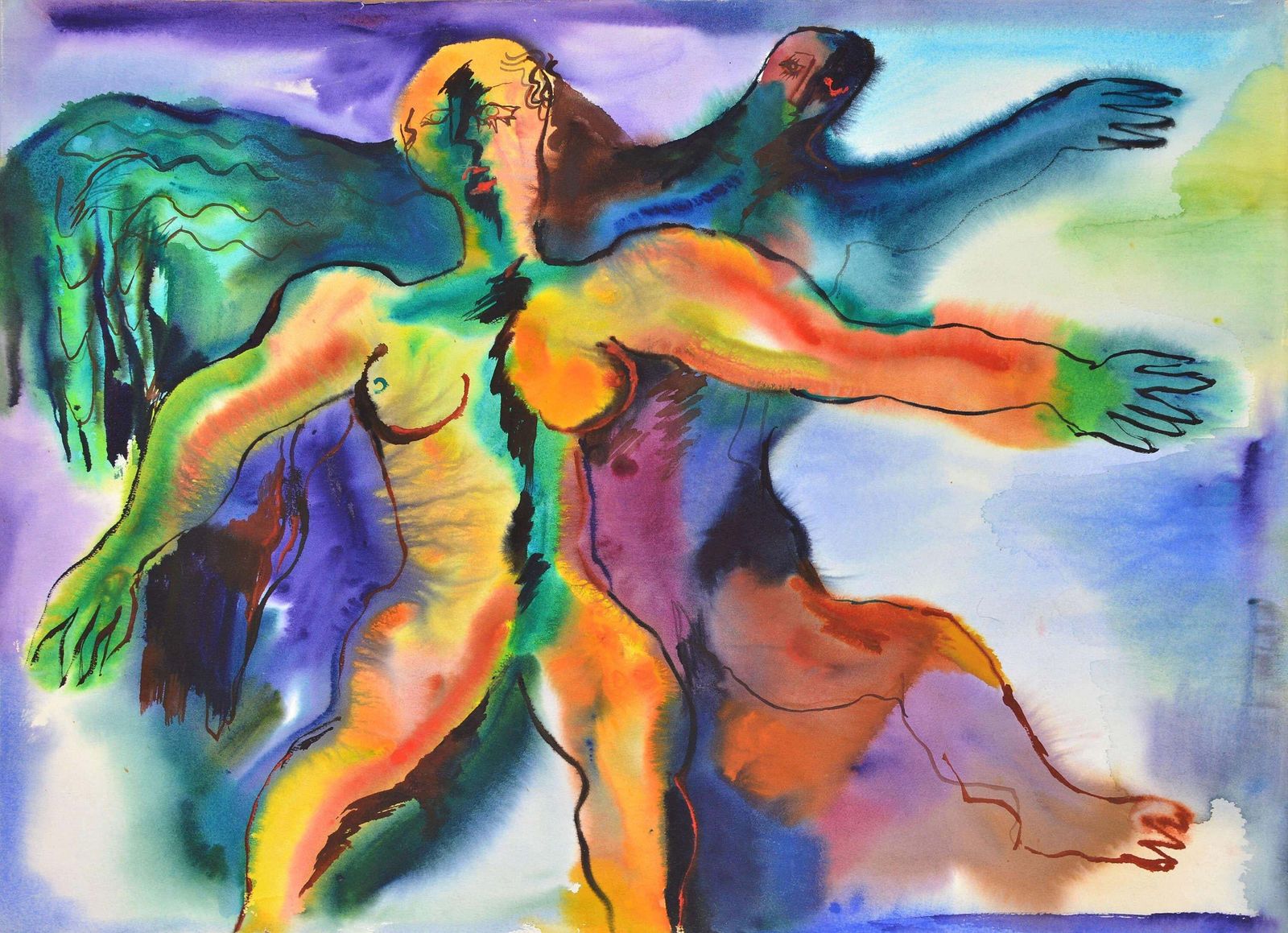 Malda Muizulelights And Shadows. Watercolor Painting On Paper. 56x76 Cm. Attributed.1971