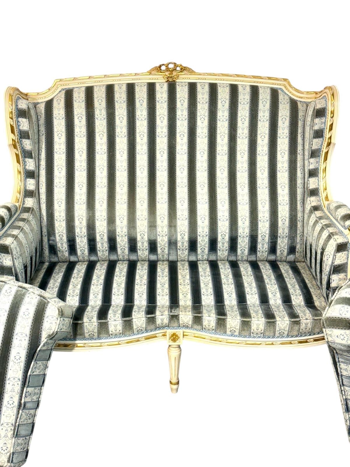 Early 20th Century French Louis XVI Style Painted And Gilded Two Seat Sofa photo buy