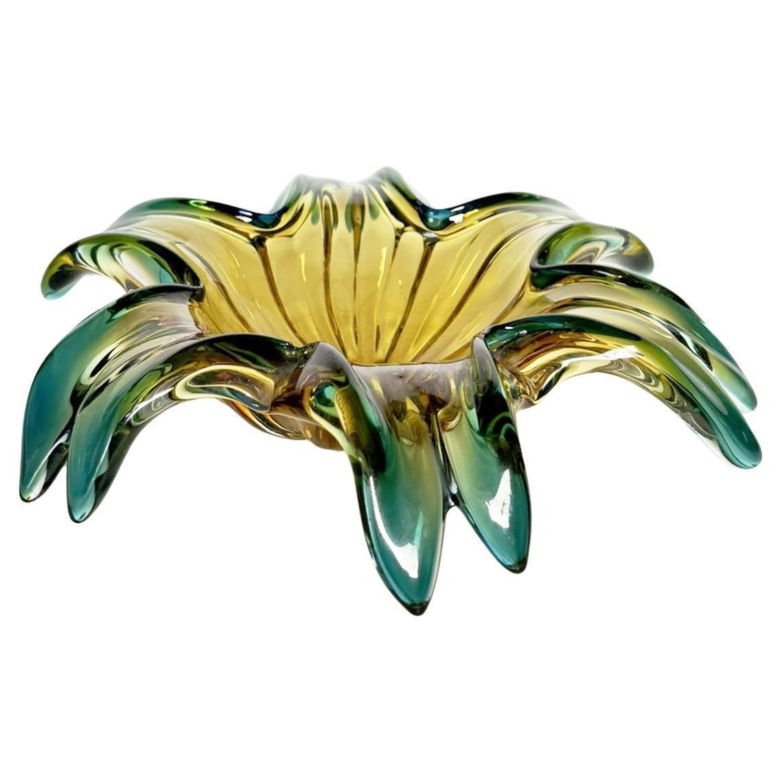 Large Green Italian Art Glass Ashtray, 1960