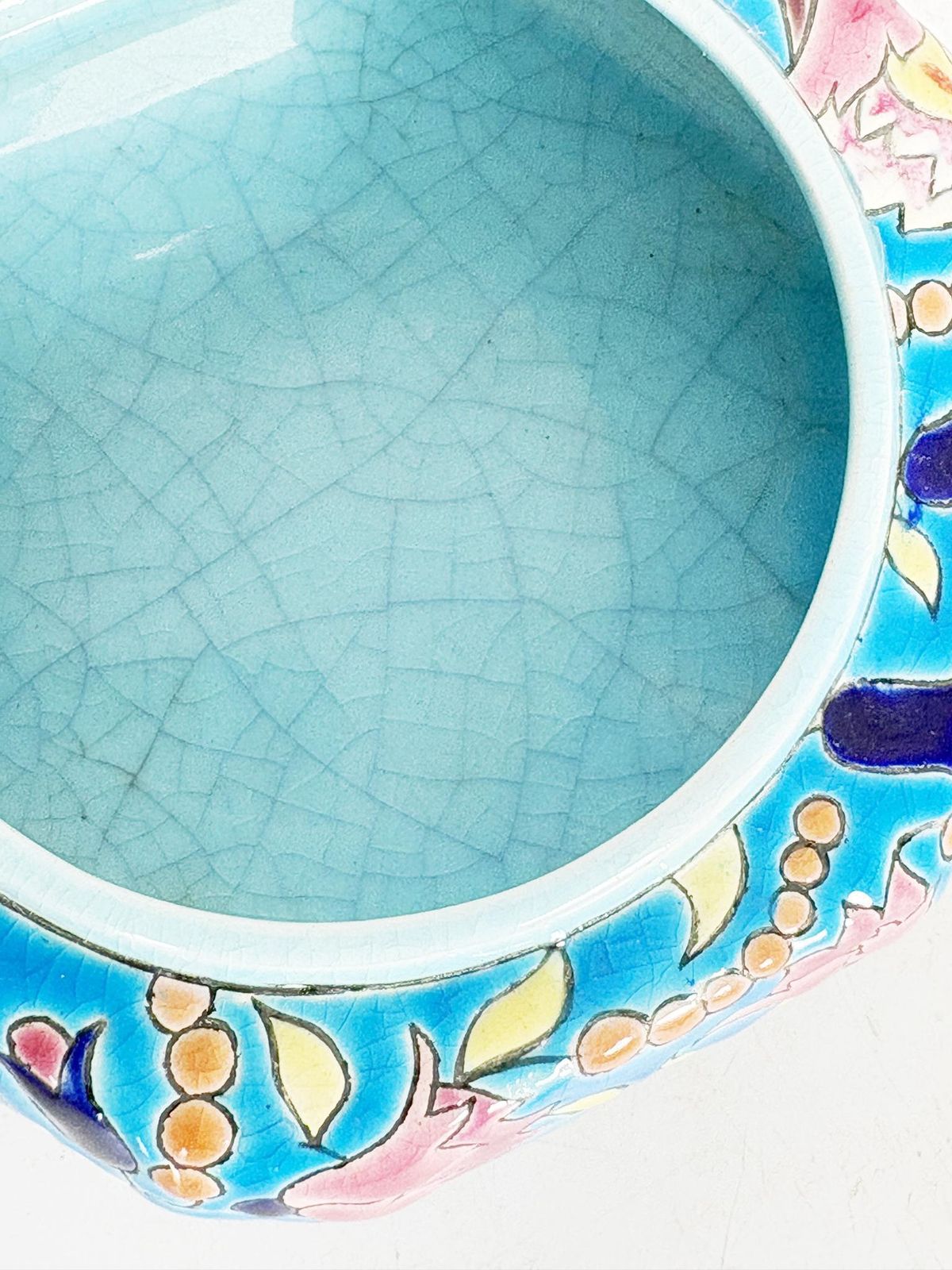 Longwy Trinket Tray In Crackle Glass, France, Art Deco, 1940 photo vintage