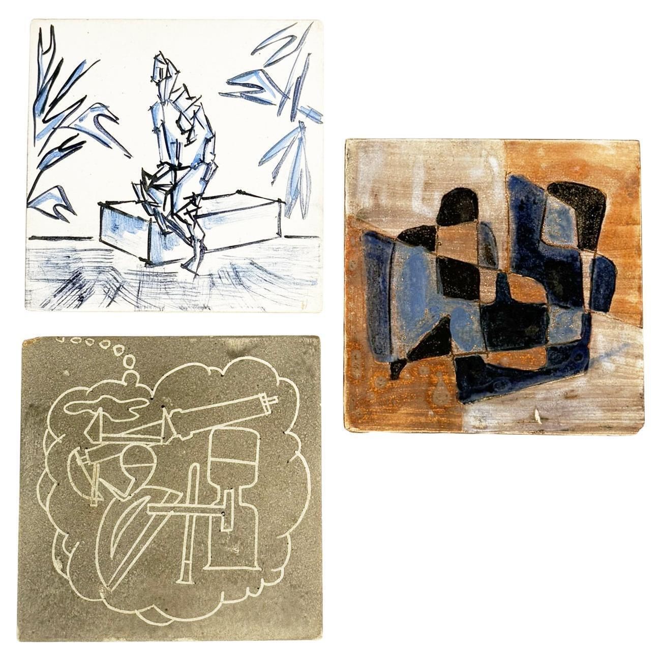 Set Of 3 Ceramic Bottle Coasters, France, 1960
