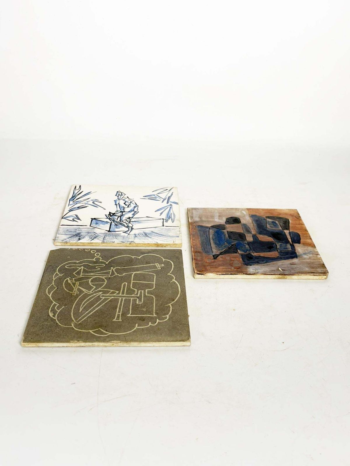 Set Of 3 Ceramic Bottle Coasters, France, 1960 photo for sale