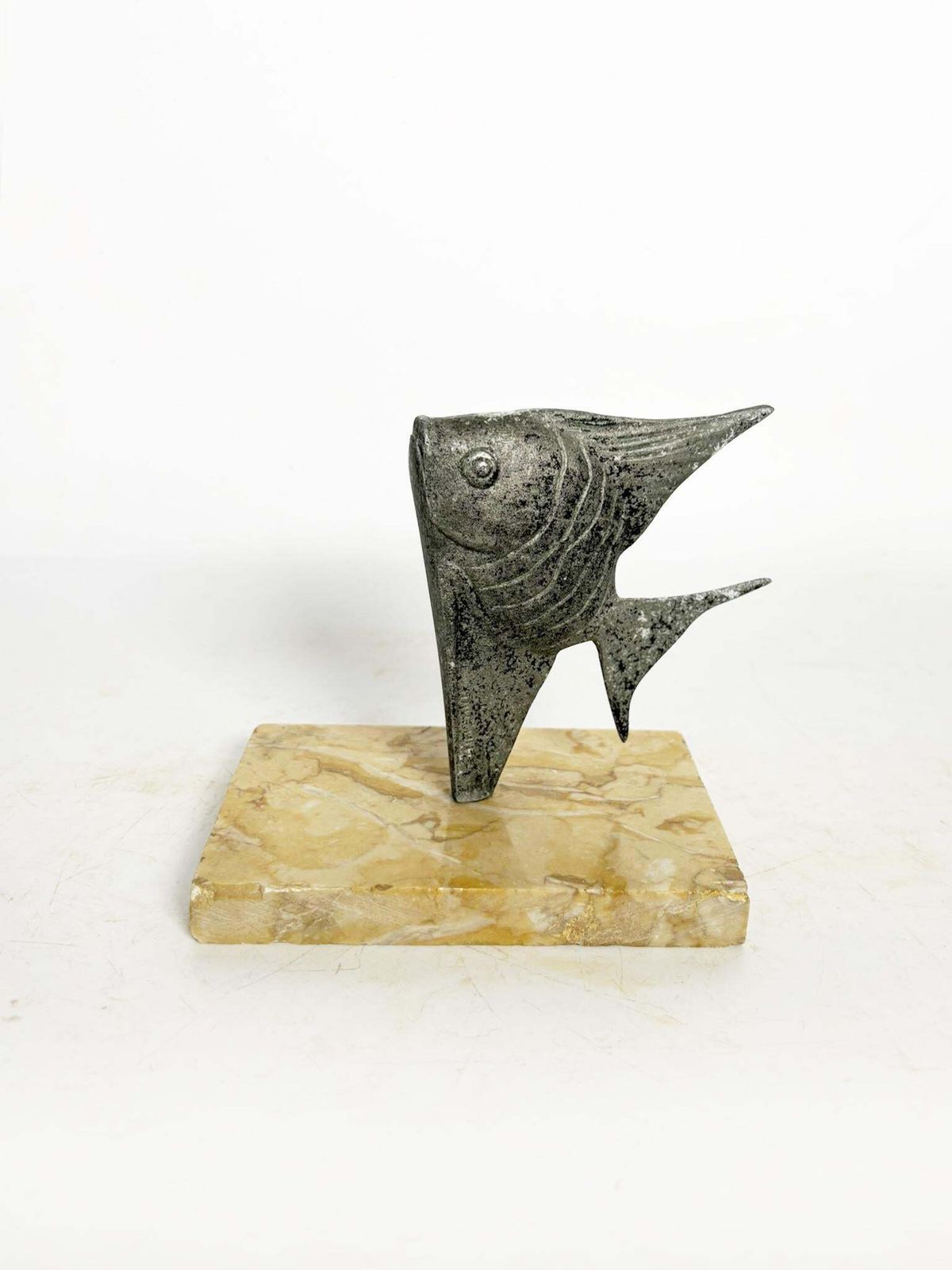 Metal And Marble Fish Paperweight, France, 1950 photo furniture