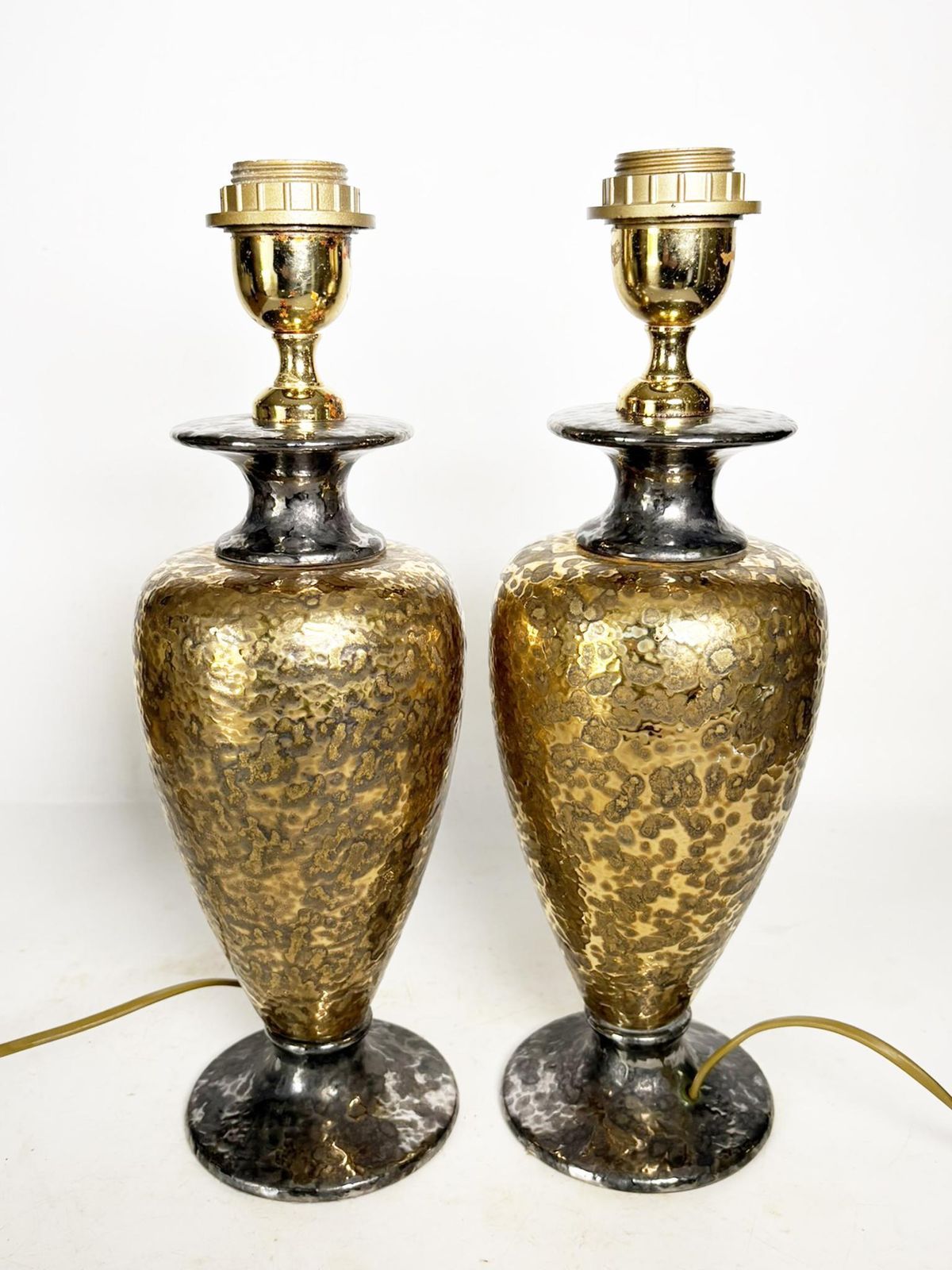 Pair Of Gilded Metal Lamps, France, 1980 photo furniture